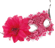 Venezianische Augenmaske für Damen pink mit Blume, Bild 3