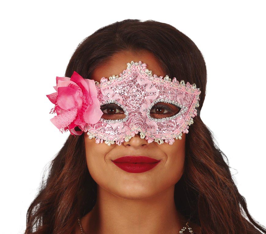 GP12945 – Marquisen Karneval Venedig Maske Blumen – Farbe: Pink