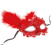 GP12948 – Karneval Venedig Maske Verziert Federn – Farbe: Rot