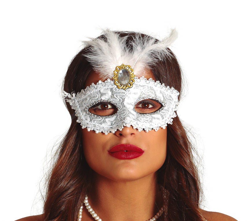 GP12949 – Karneval Venedig Maske Elegant Weiß – Farbe: Weiß