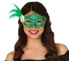 GP12948 – Karneval Venedig Maske Verziert Federn – Farbe: Grün