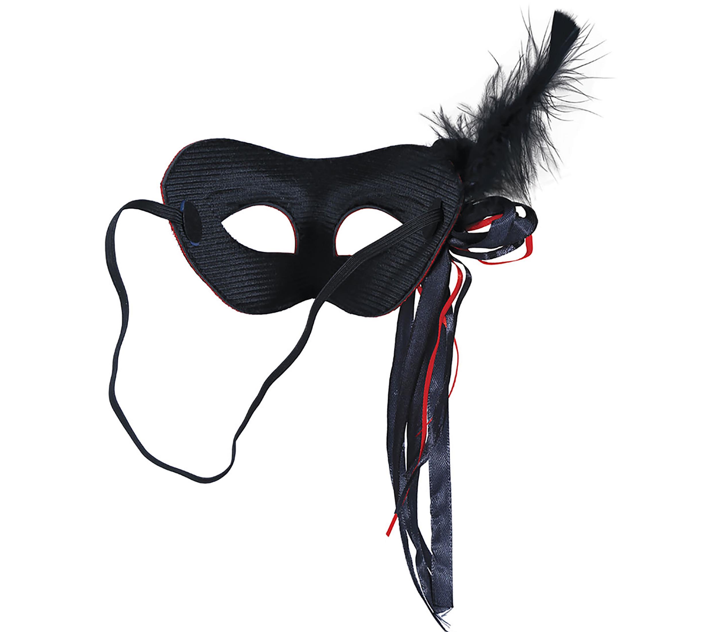 GP12969 – Maskenball Rot Schwarz Federn Maske – Farbe: Rot