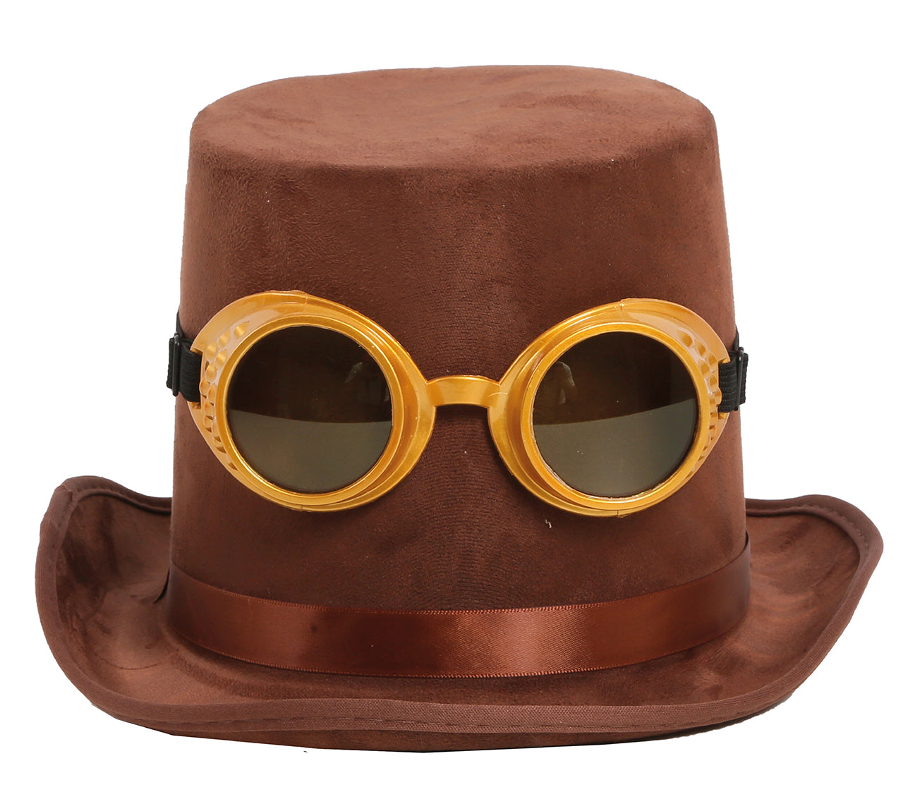 GP13006 – Steampunk Zylinder Mit Goldener Brille – Farbe: Braun