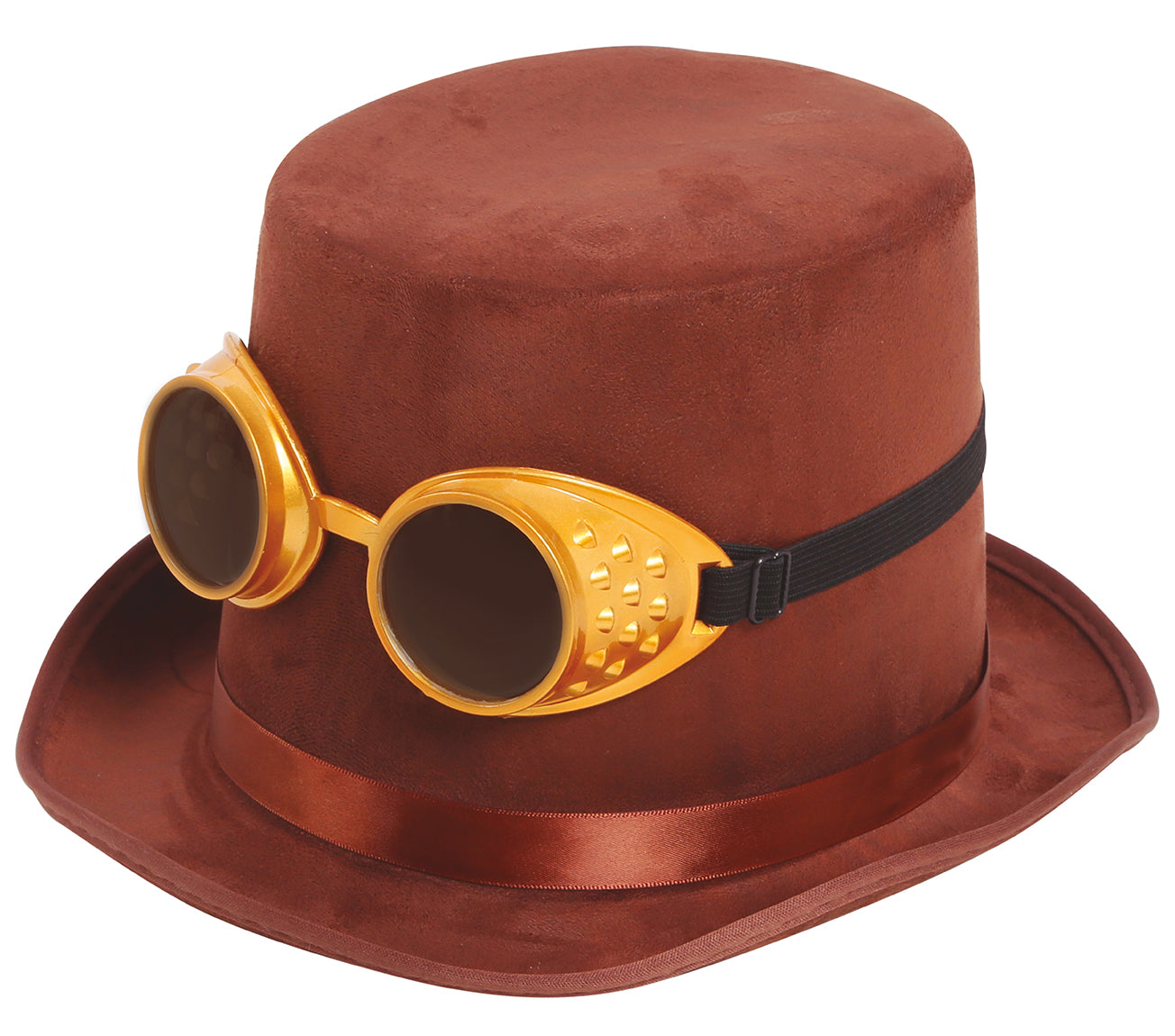GP13006 – Steampunk Zylinder Mit Goldener Brille – Farbe: Braun