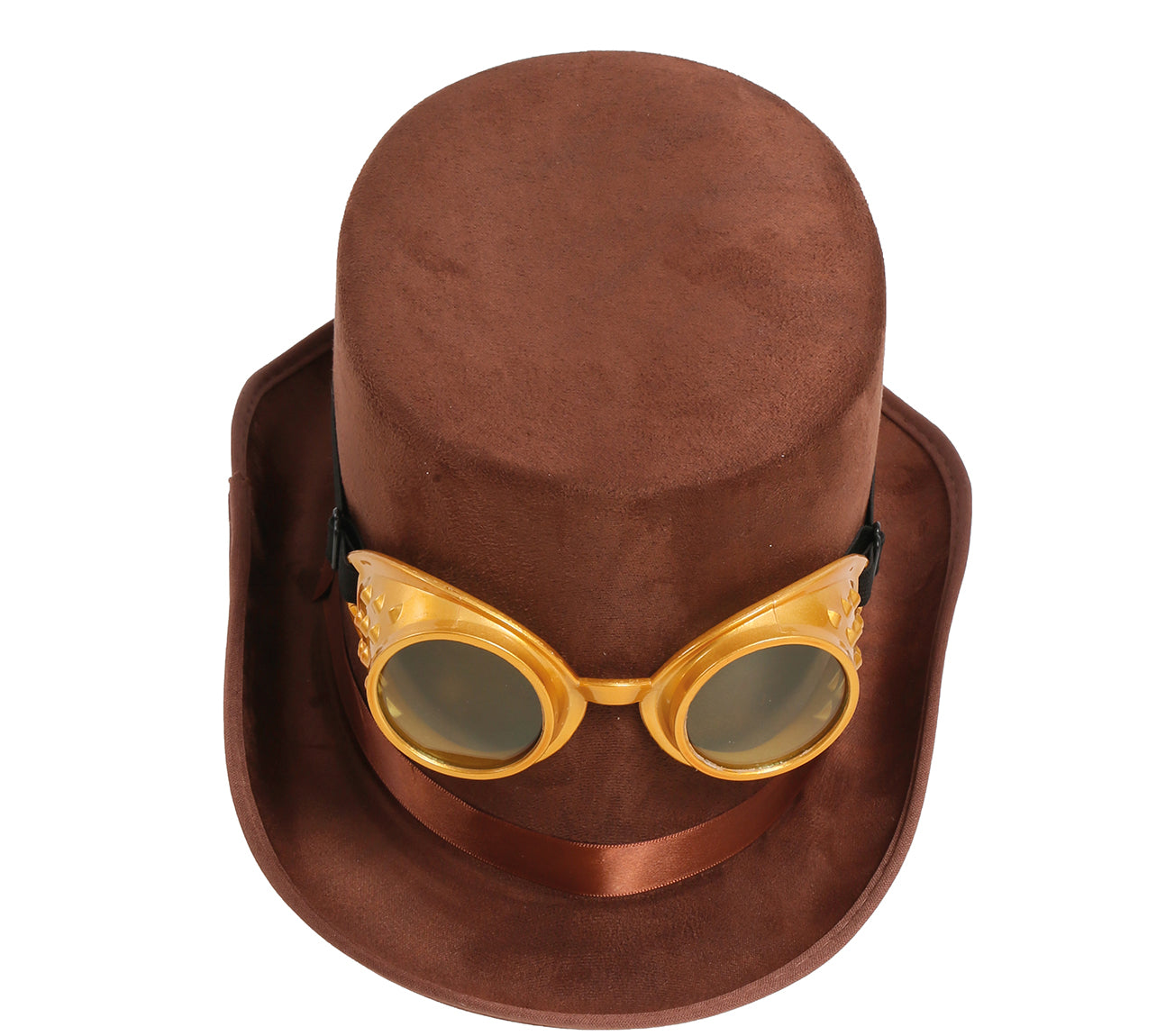 GP13006 – Steampunk Zylinder Mit Goldener Brille – Farbe: Braun