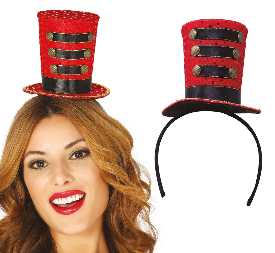 Zirkusdirektorin Mini Zylinder für Damen rot