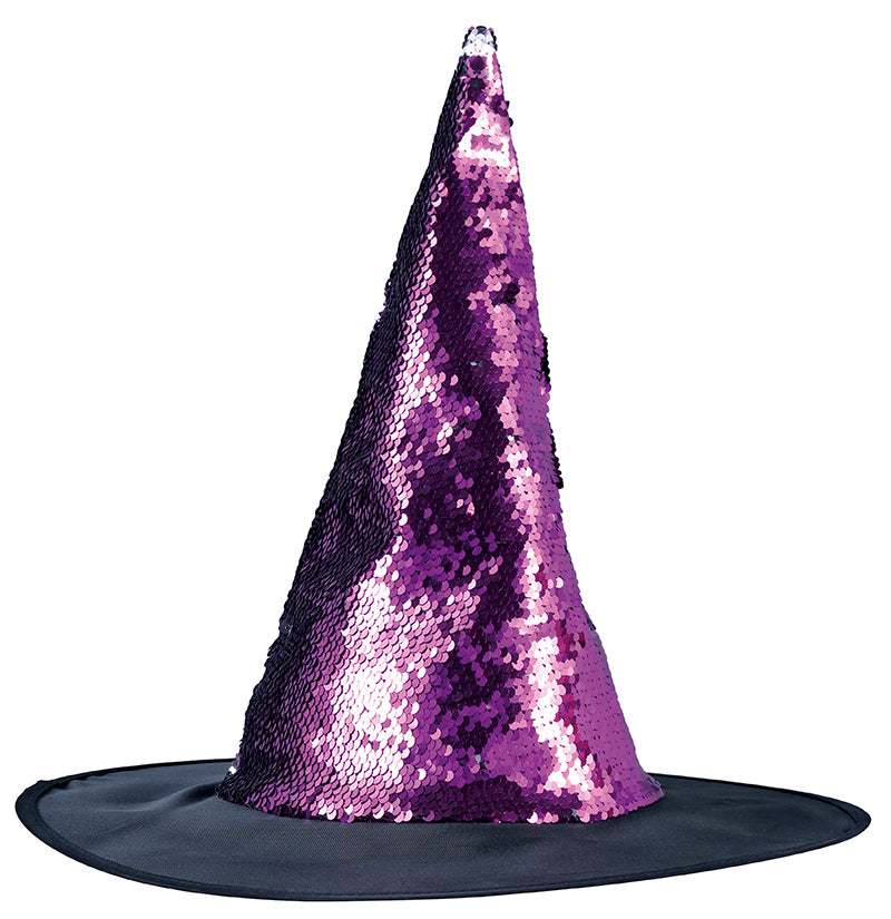GP13059 – Hexe Zauberhut Lila Pailletten Mystisch – Farbe: Lila, Ansicht 2