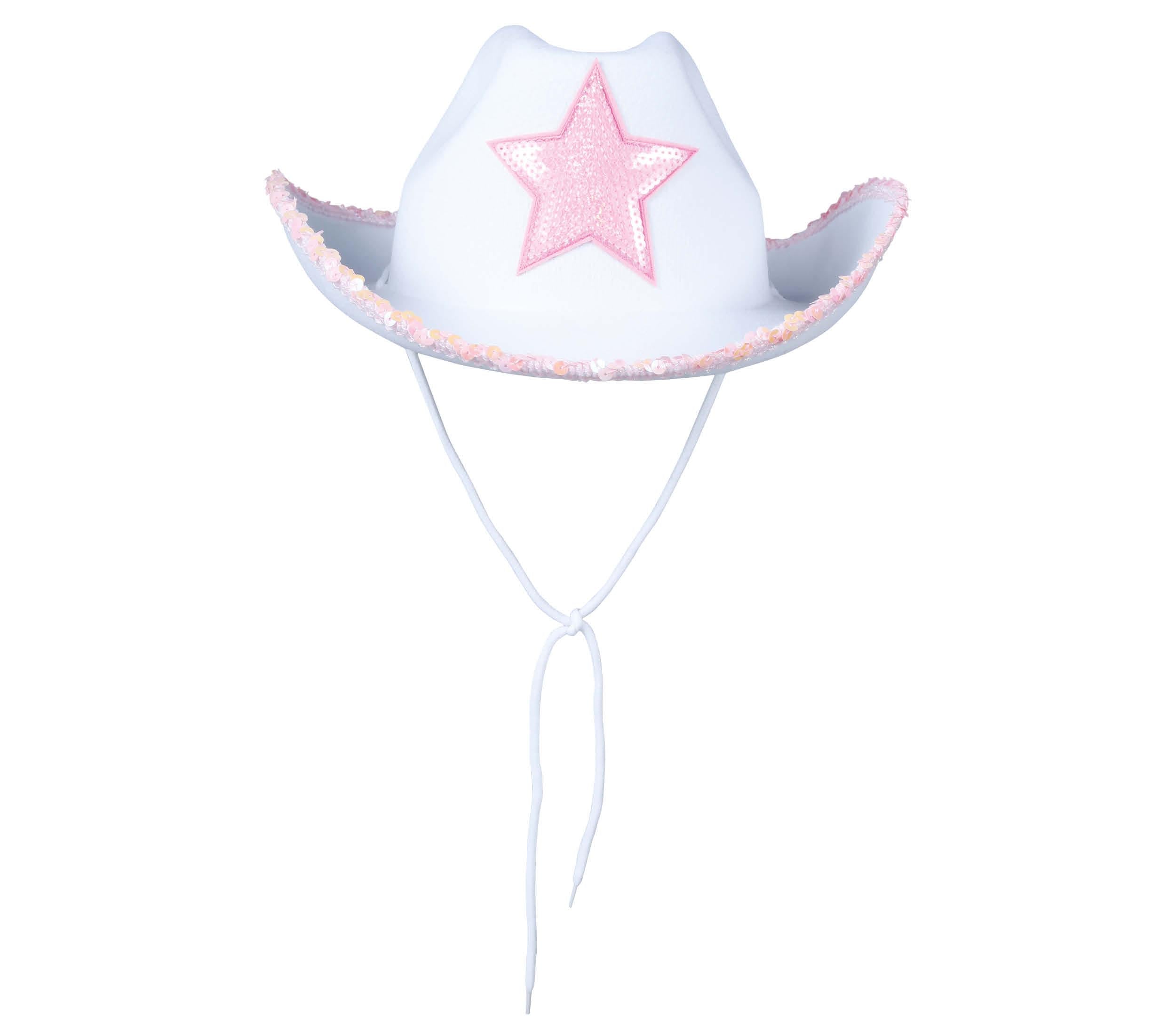 GP13065 – Cowboyhut Rosa Stern Westernhut – Farbe: Weiß