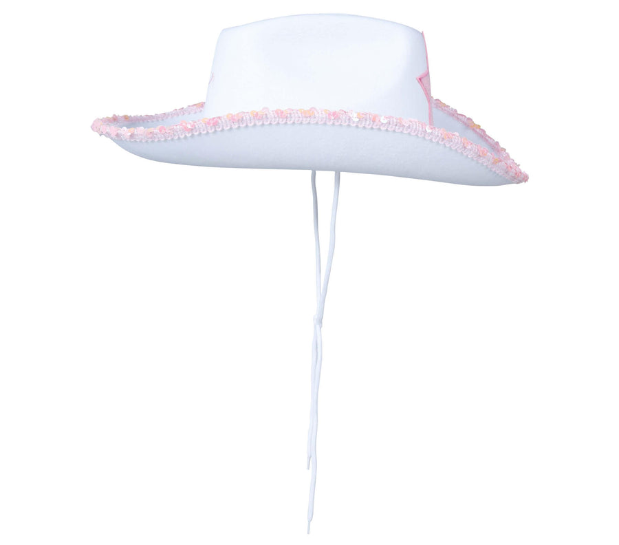 GP13065 – Cowboyhut Rosa Stern Westernhut – Farbe: Weiß, Ansicht 2