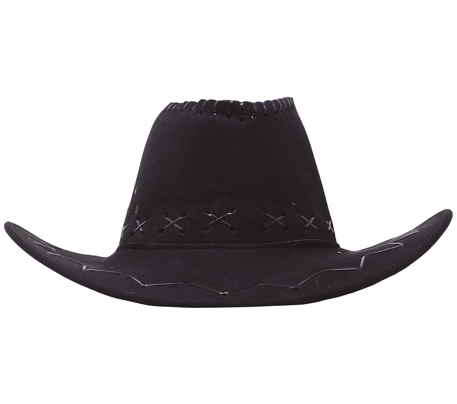 Cowboyhut für Erwachsene schwarz in Lederoptik