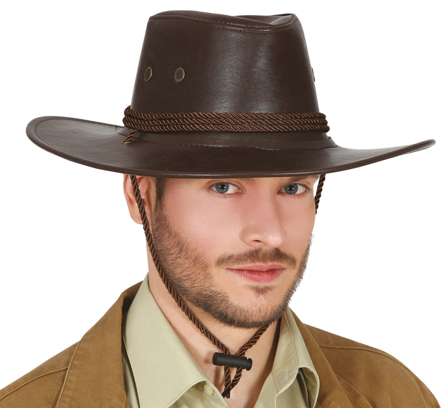 Cowboyhut für Herren braun in Lederoptik