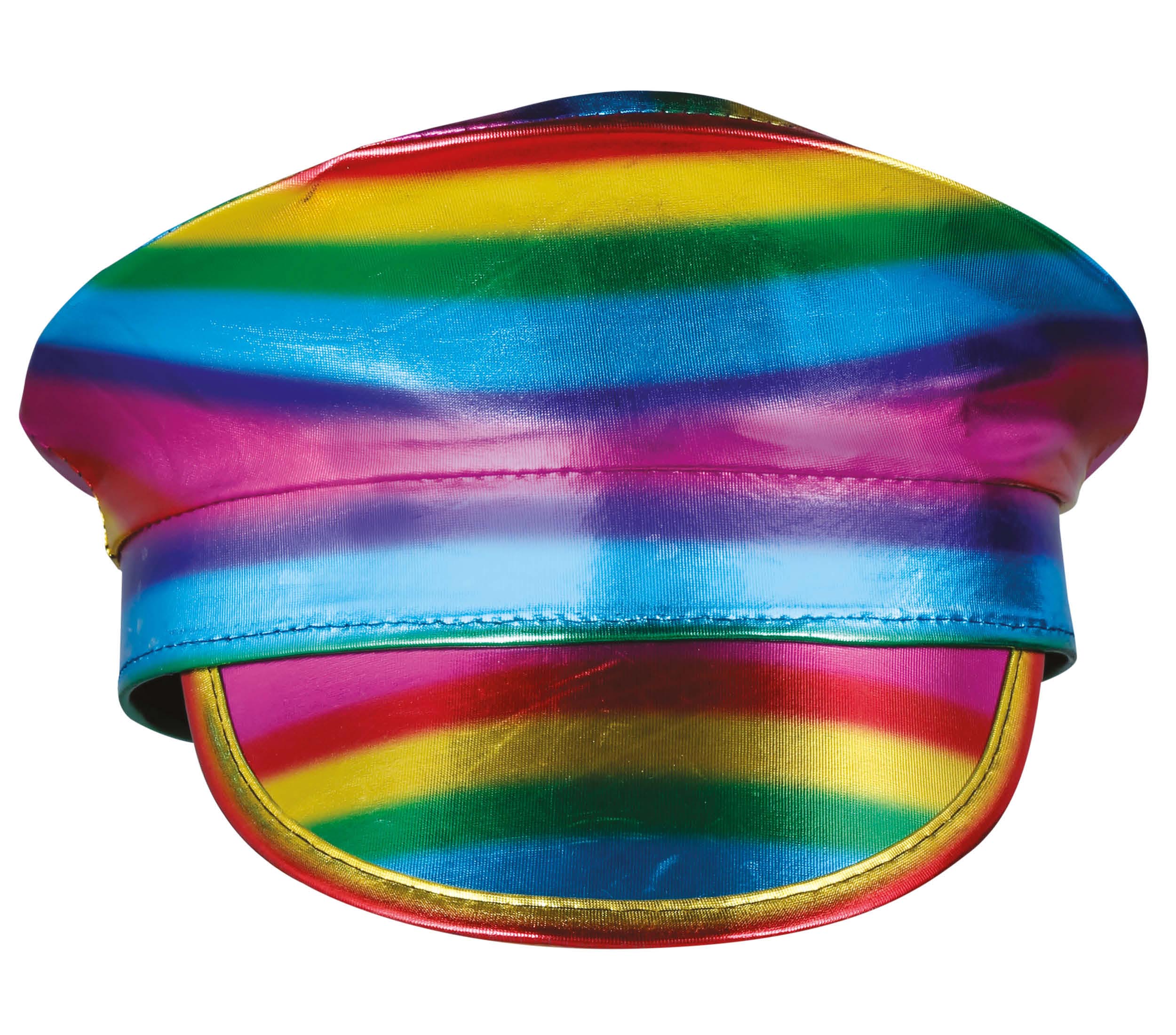 GP13077 – Polizeikappe Regenbogen Karneval Kostüm – Farbe: Mehrfarbig