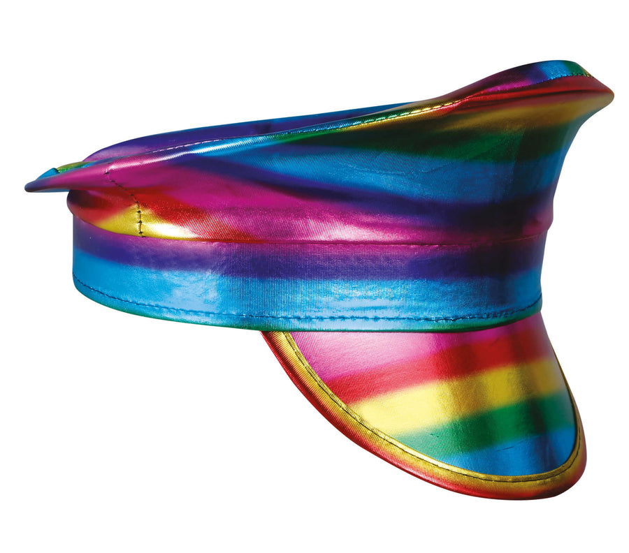 GP13077 – Polizeikappe Regenbogen Karneval Kostüm – Farbe: Mehrfarbig, Ansicht 2