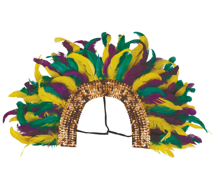 Samba Kopfschmuck für Damen bunt mit Federn
