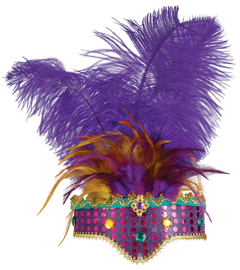 Samba Stirnband für Damen lila mit Federn