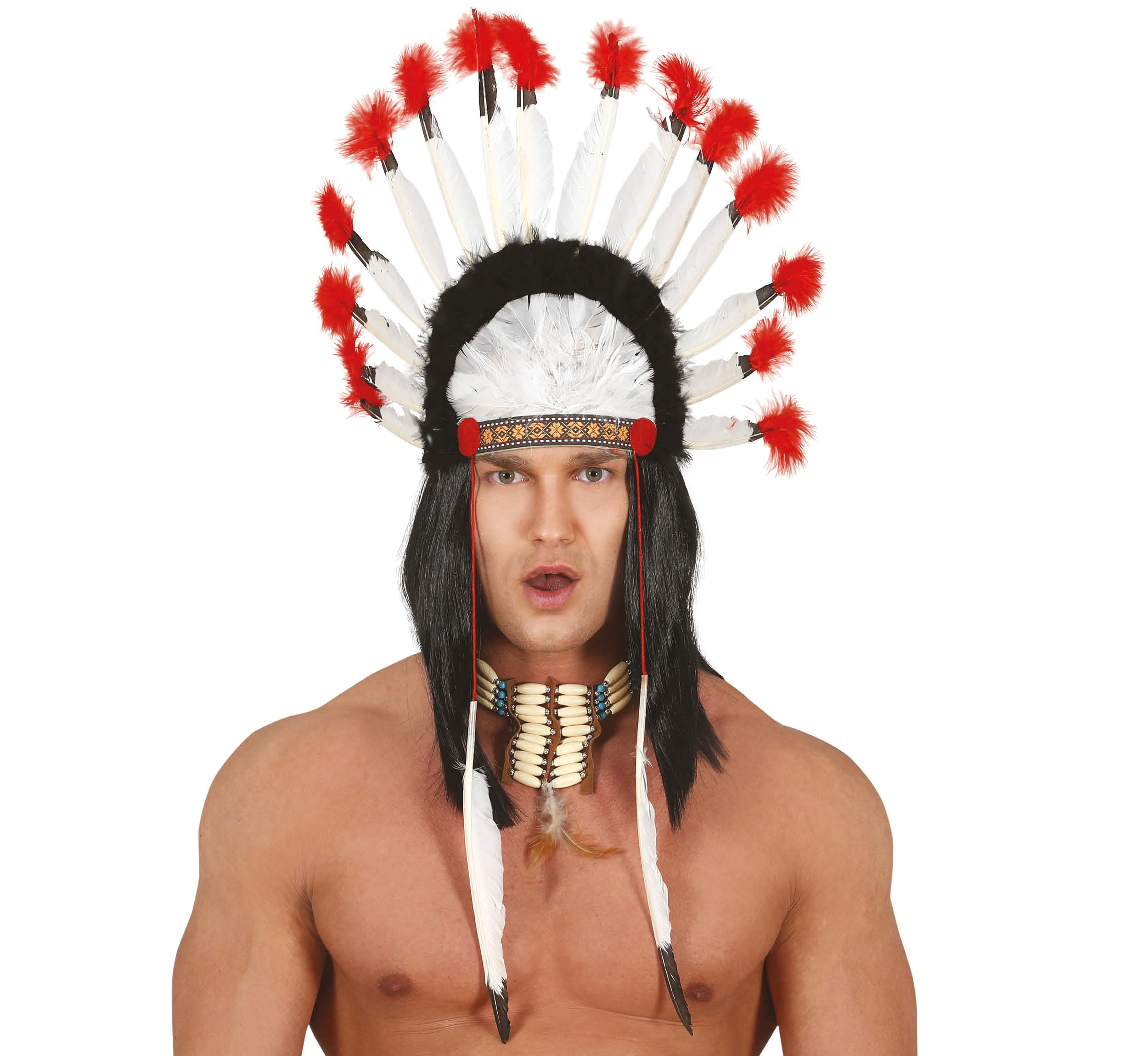GP13091 – Indianer Kopfschmuck Karneval Stirnband – Farbe: Weiß