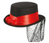 GP13105 – Halloween Zylinder Hut Roter Schleier – Farbe: Schwarz