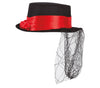 GP13105 – Halloween Zylinder Hut Roter Schleier – Farbe: Schwarz