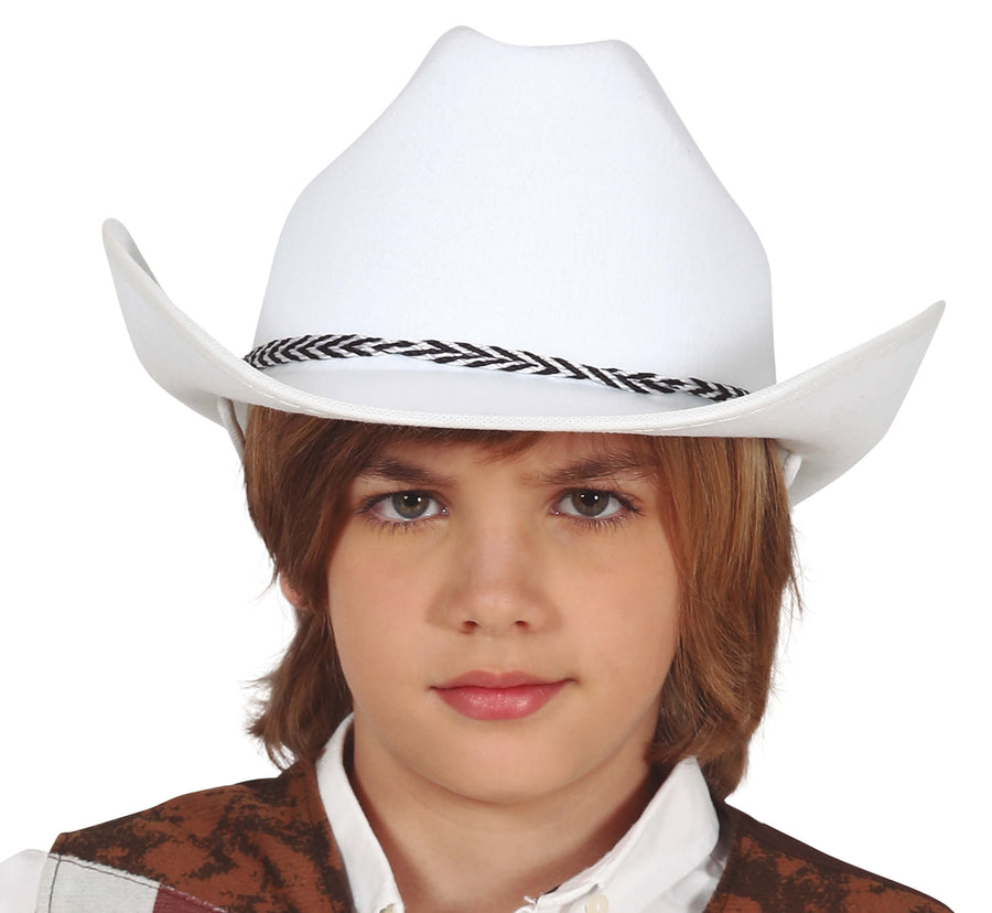 Cowboyhut für Kinder weiß mit Hutband