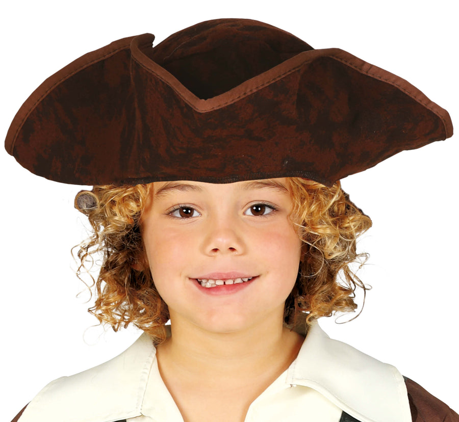 Piratenhut für Jungen braun Dreispitz