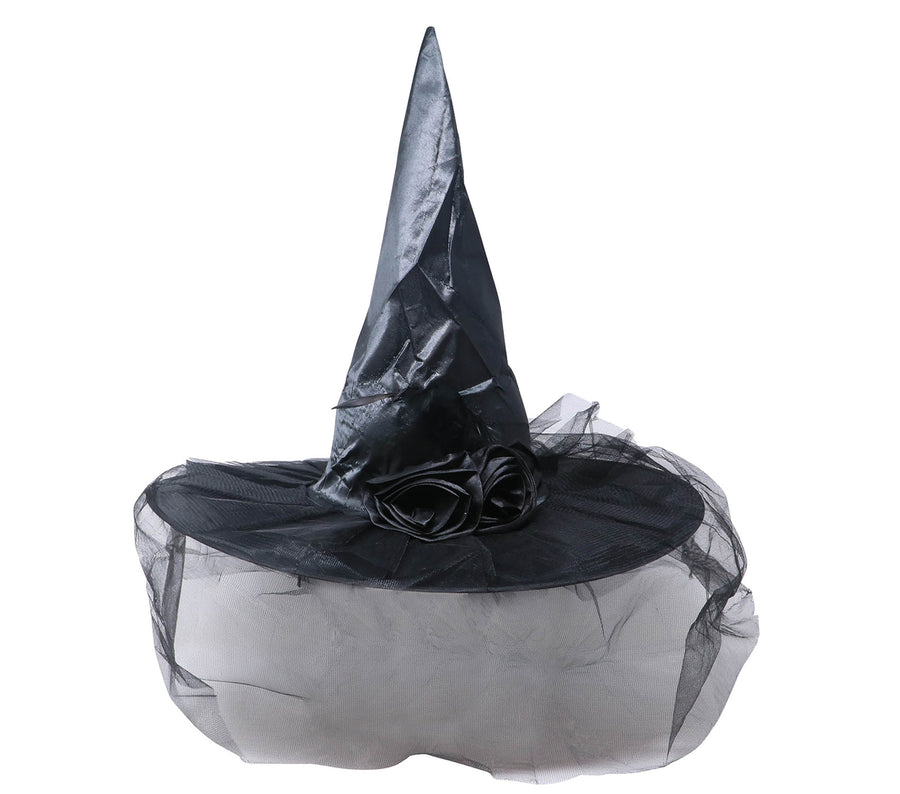 GP13148 – Hexe Mysteriöser Hut Glamouröse Blume – Farbe: Schwarz, Ansicht 2