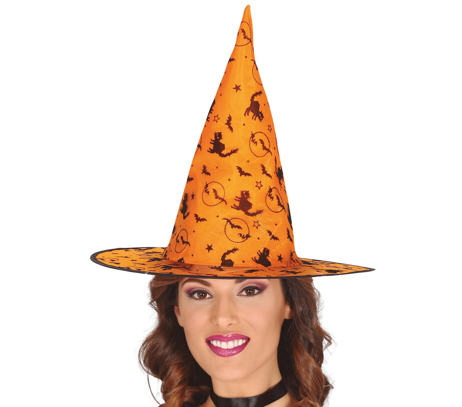 Hexenhut für Damen orange Halloween