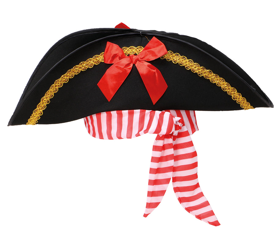 GP13167 – Pirat Dreispitzhut Korsarenschmuck – Farbe: Schwarz, Ansicht 2