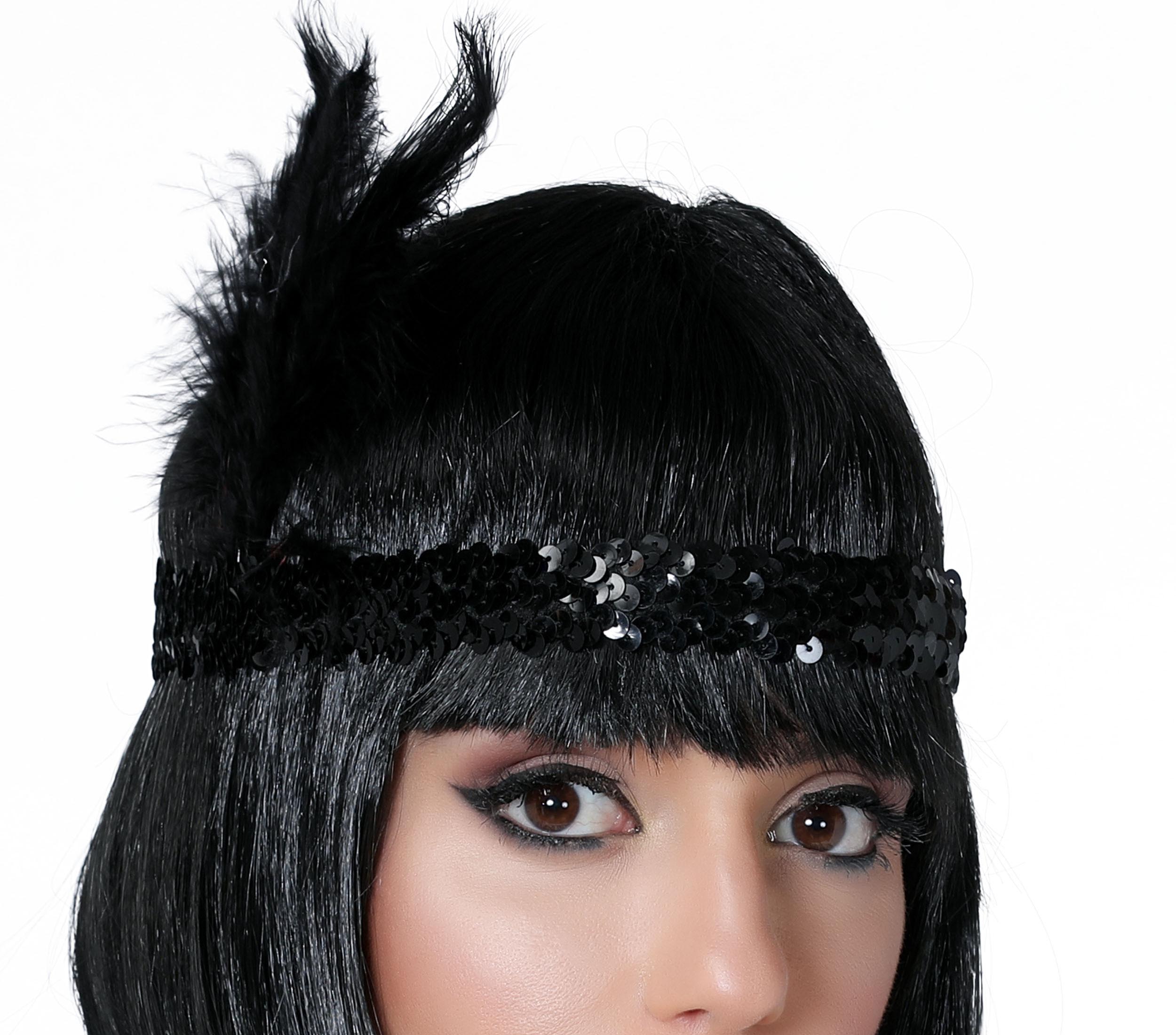 GP13202 – Charleston Flapper Stirnband Vintage – Farbe: Schwarz, Gold, Silber, Rot