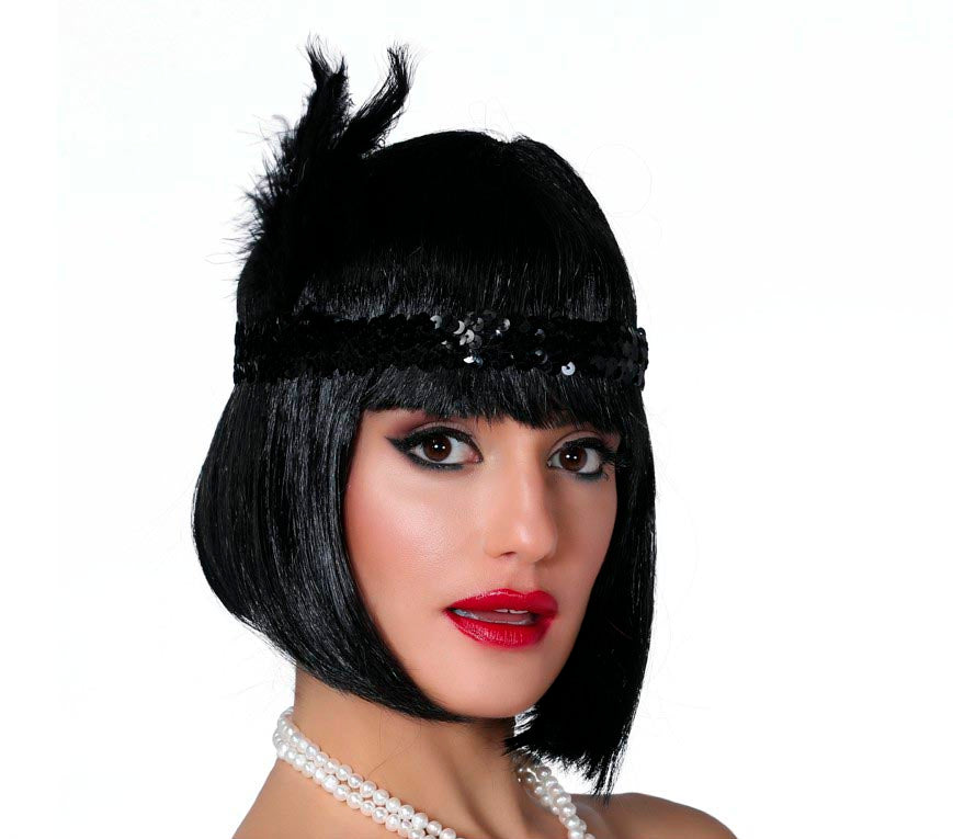 GP13202 – Charleston Flapper Stirnband Vintage – Farbe: Schwarz, Gold, Silber, Rot