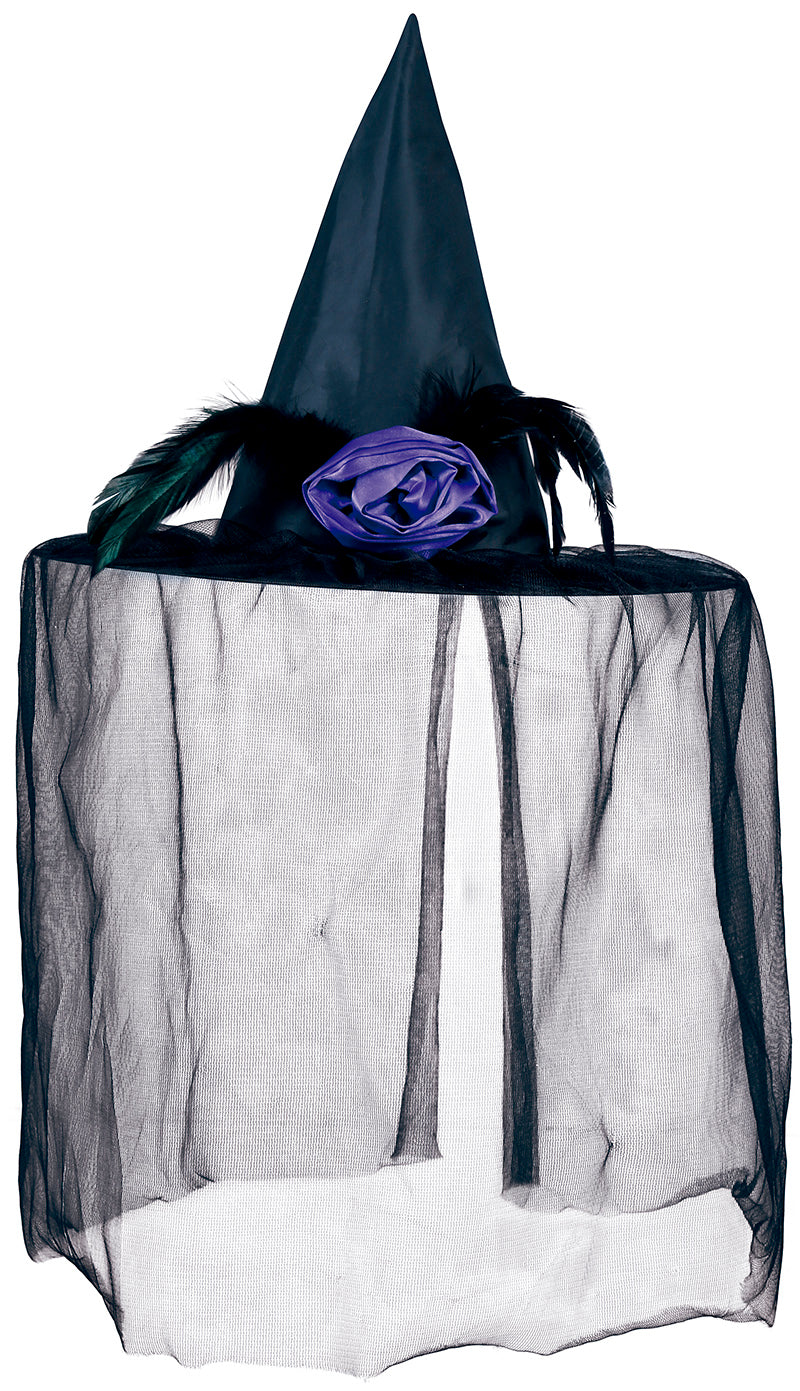 GP13229 – Hexe Halloween Hut Mysteriöser Schleier – Farbe: Schwarz