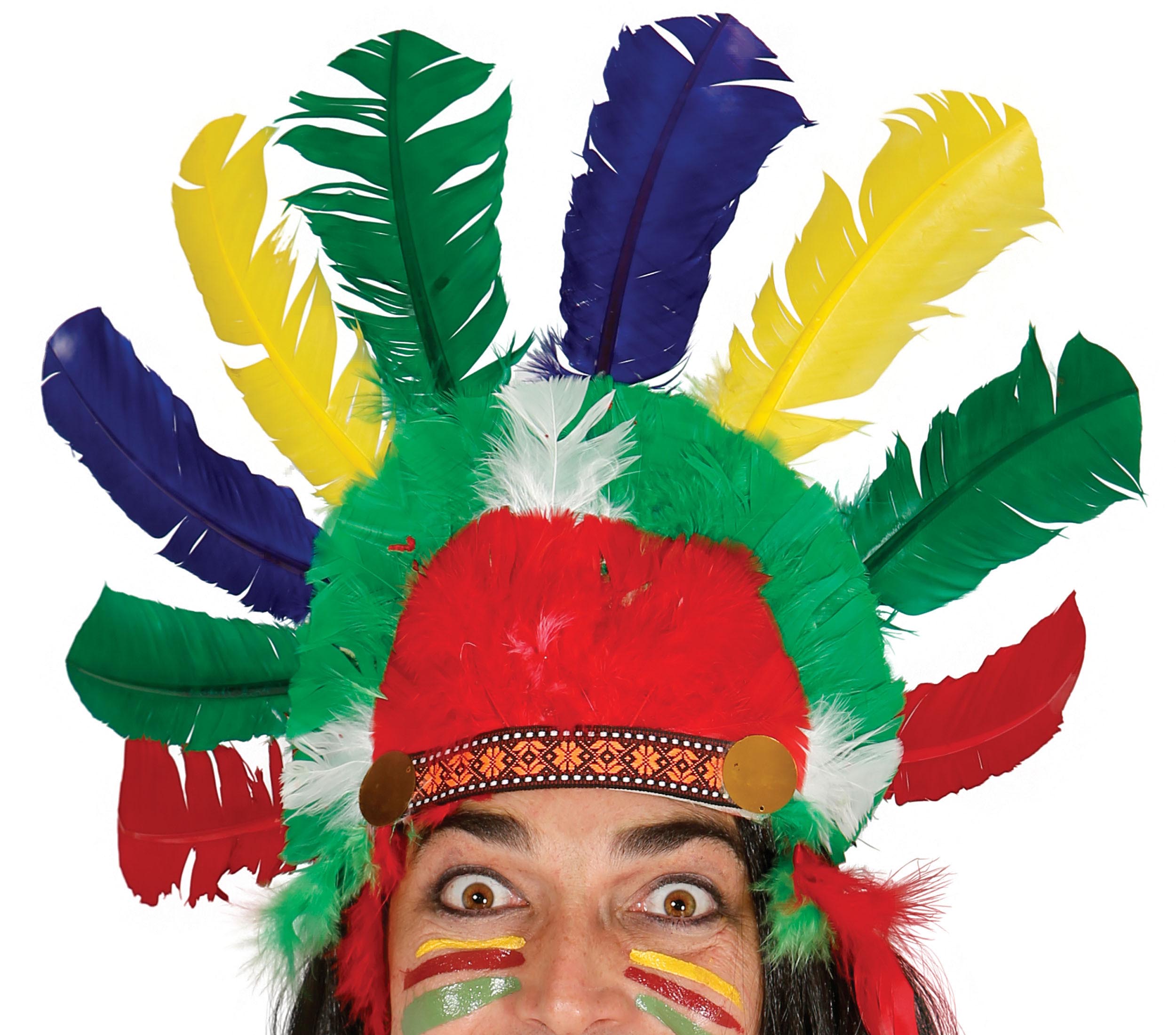 GP13239 – Inder Kopfschmuck Bunter Federschmuck – Farbe: Mehrfarbig