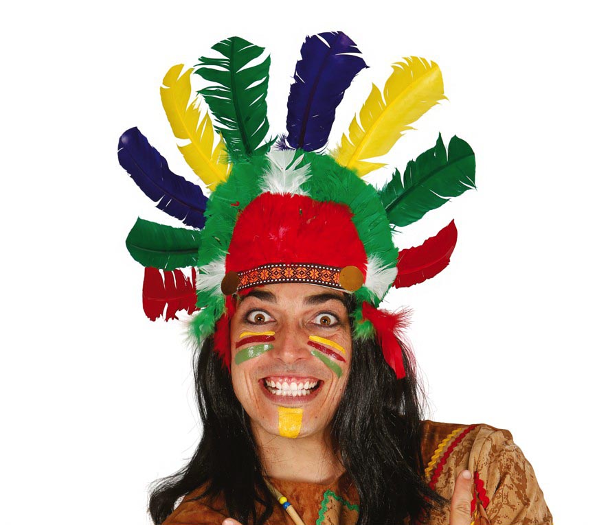 GP13239 – Inder Kopfschmuck Bunter Federschmuck – Farbe: Mehrfarbig