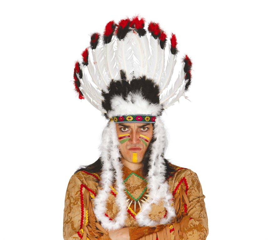 Indianer Federschmuck für Erwachsene weiß