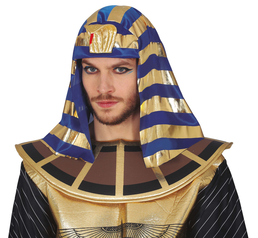 Pharao Kopfschmuck für Erwachsene gold blau