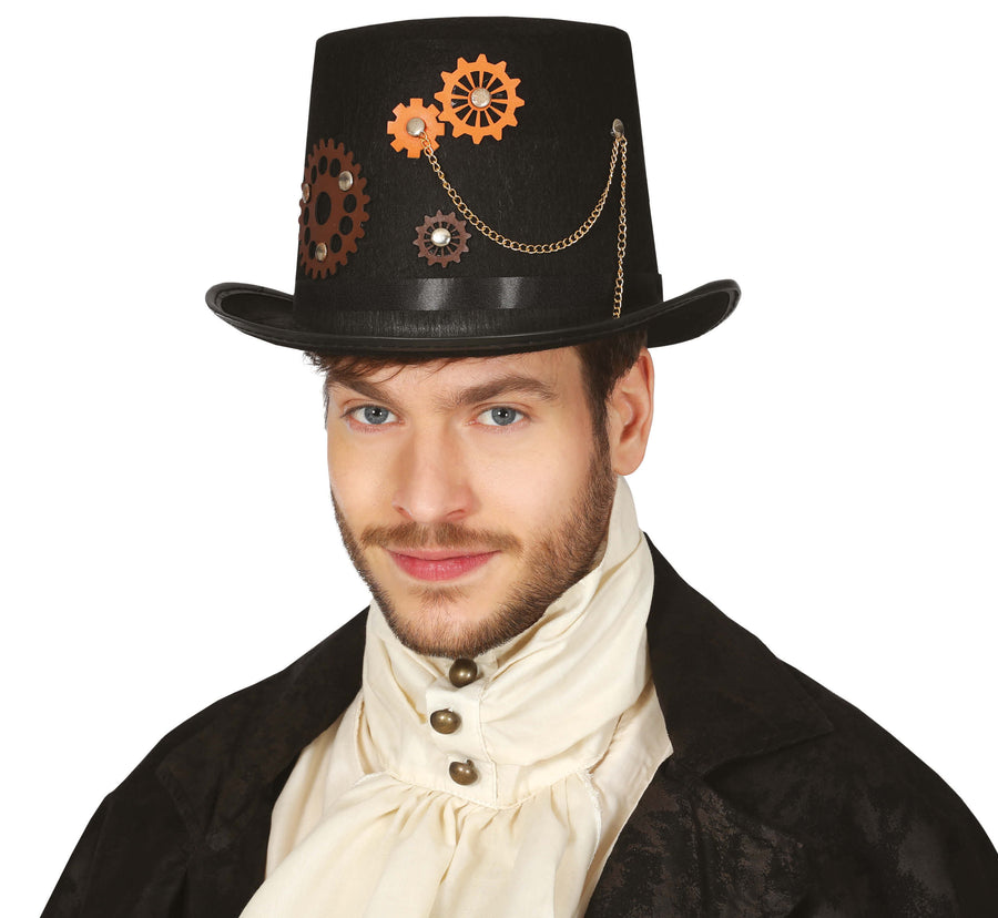 Steampunk Zylinder für Erwachsene mit Zahnrädern