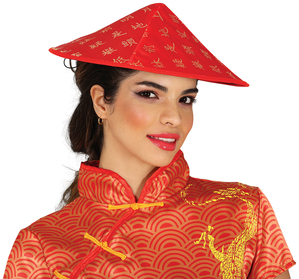 GP13254 – Asien Stil Roter Kegelhut – Farbe: Rot