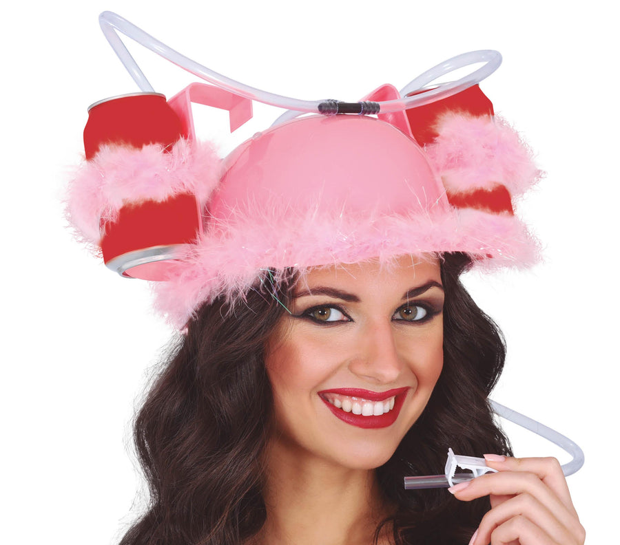 Trinkhelm für Erwachsene rosa mit Marabu