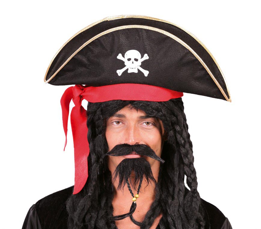 GP13281 – Piratenhut Karnevalskostüm Piratenzubehör – Farbe: Schwarz