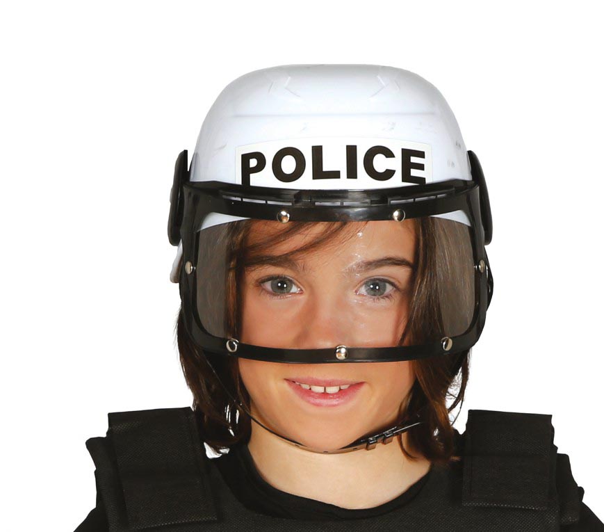 GP13320 – Polizei Kostüm Helm Weiß Karneval – Farbe: Weiß