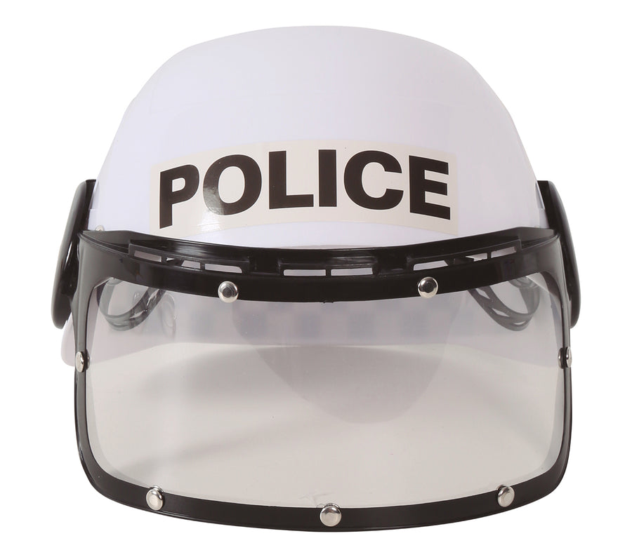 GP13320 – Polizei Kostüm Helm Weiß Karneval – Farbe: Weiß, Ansicht 2