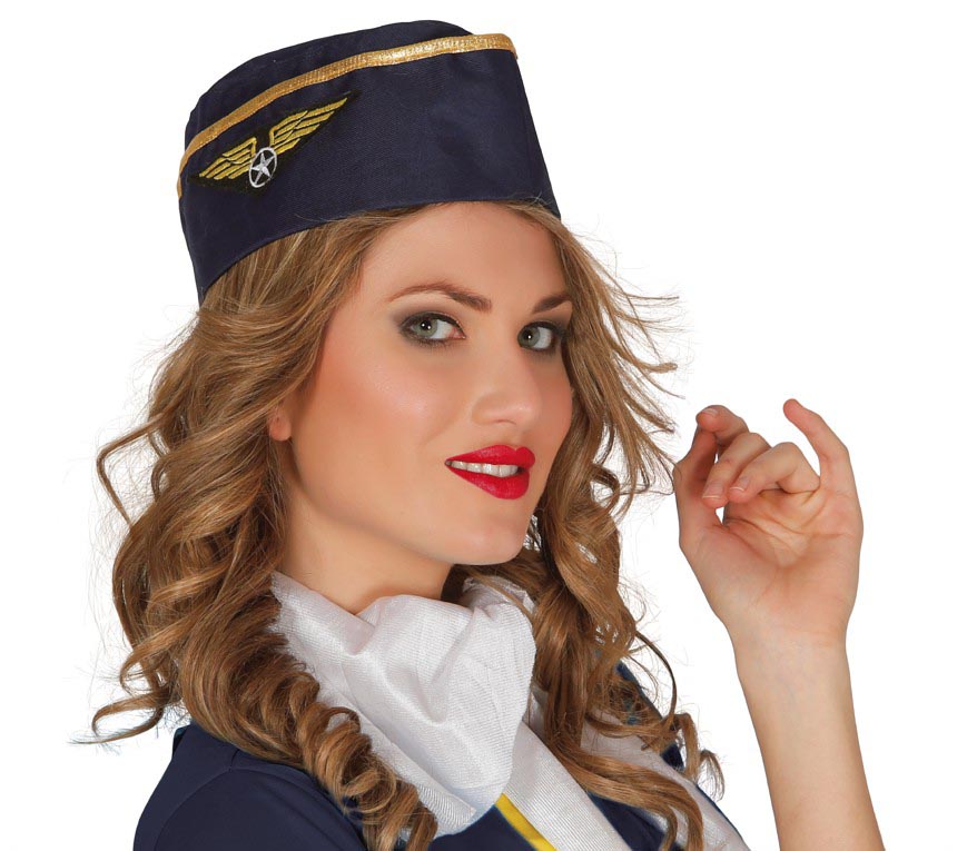 Flugbegleiterin Hut für Damen blau Schiffchen