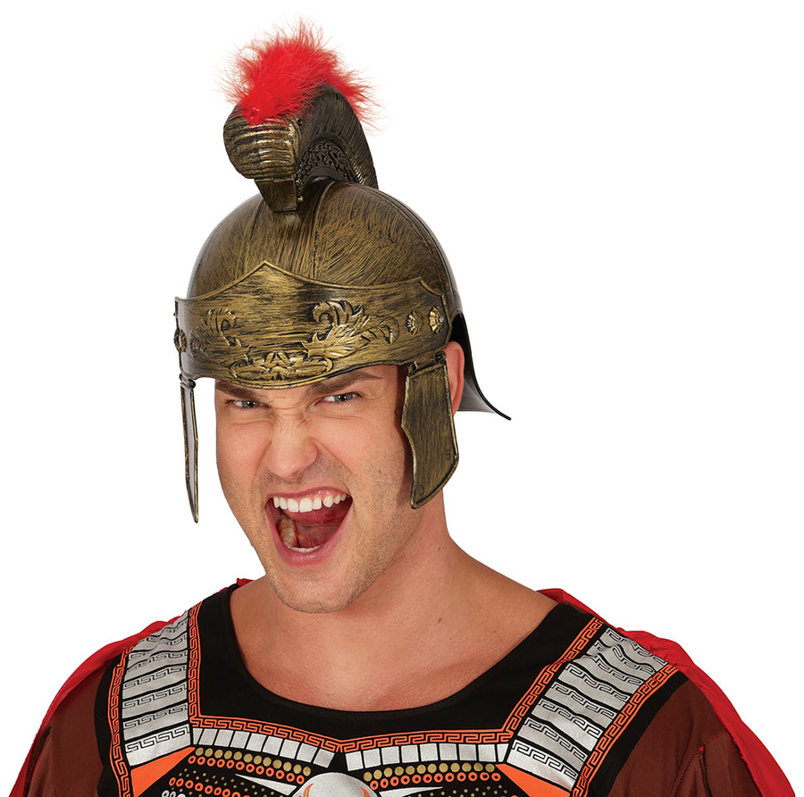Römerhelm für Herren mit rotem Kamm