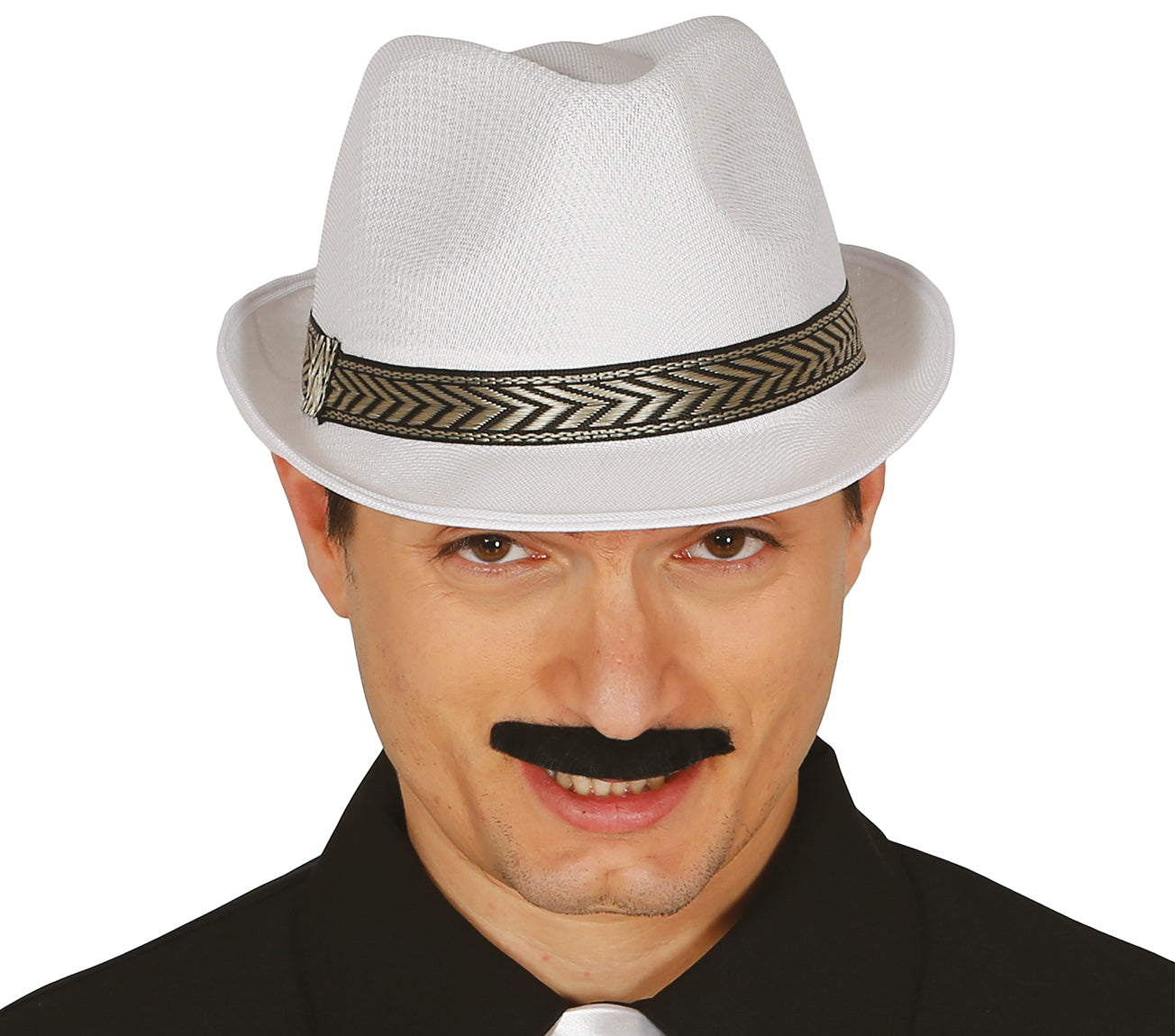 GP13368 – 20S Gangster Retro Hut Schwarz Fedora Kostüm – Farbe: Weiß