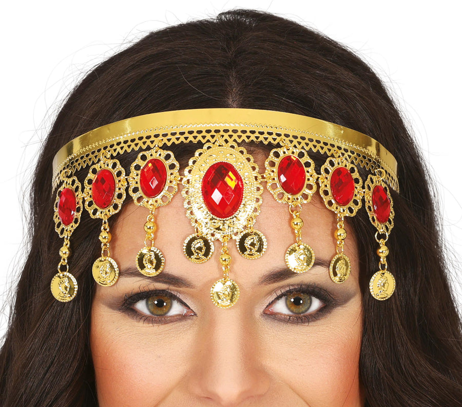 Orient Kopfschmuck für Damen mit roten Steinen
