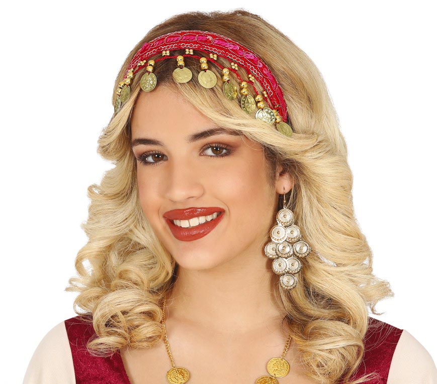 GP13479 – Wüstenprinz Haarreif Goldene Münzen – Farbe: Rot