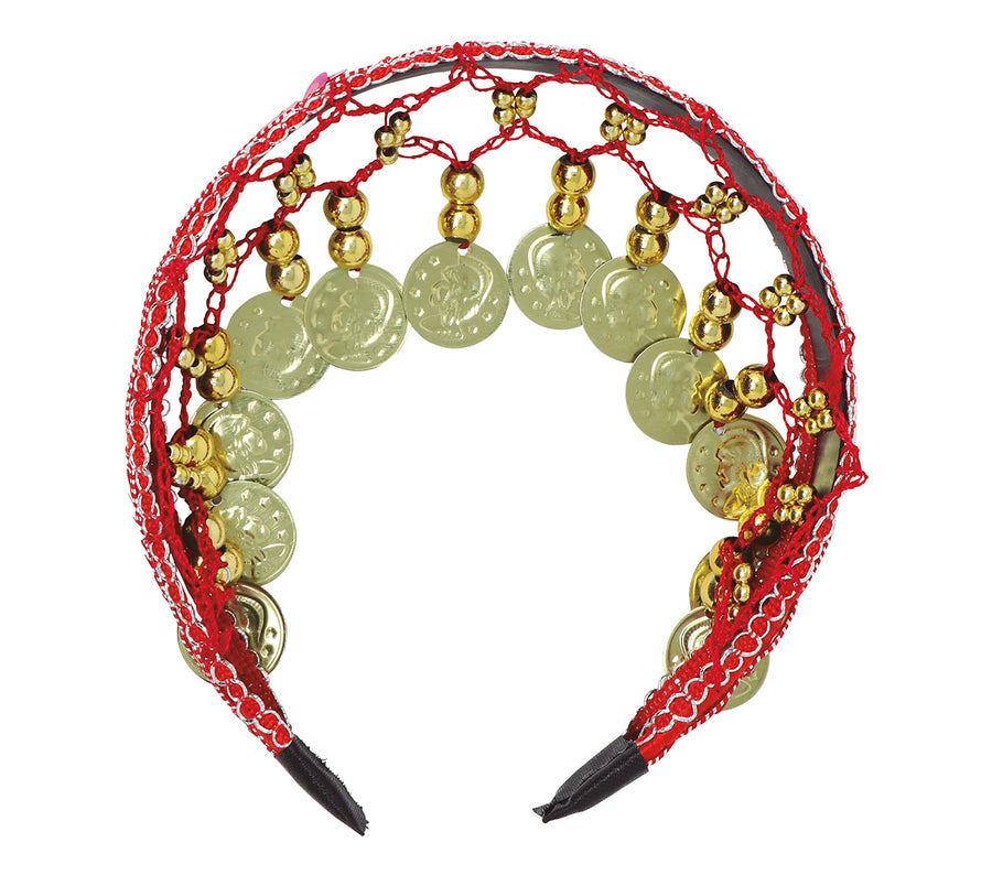GP13479 – Wüstenprinz Haarreif Goldene Münzen – Farbe: Rot, Ansicht 2