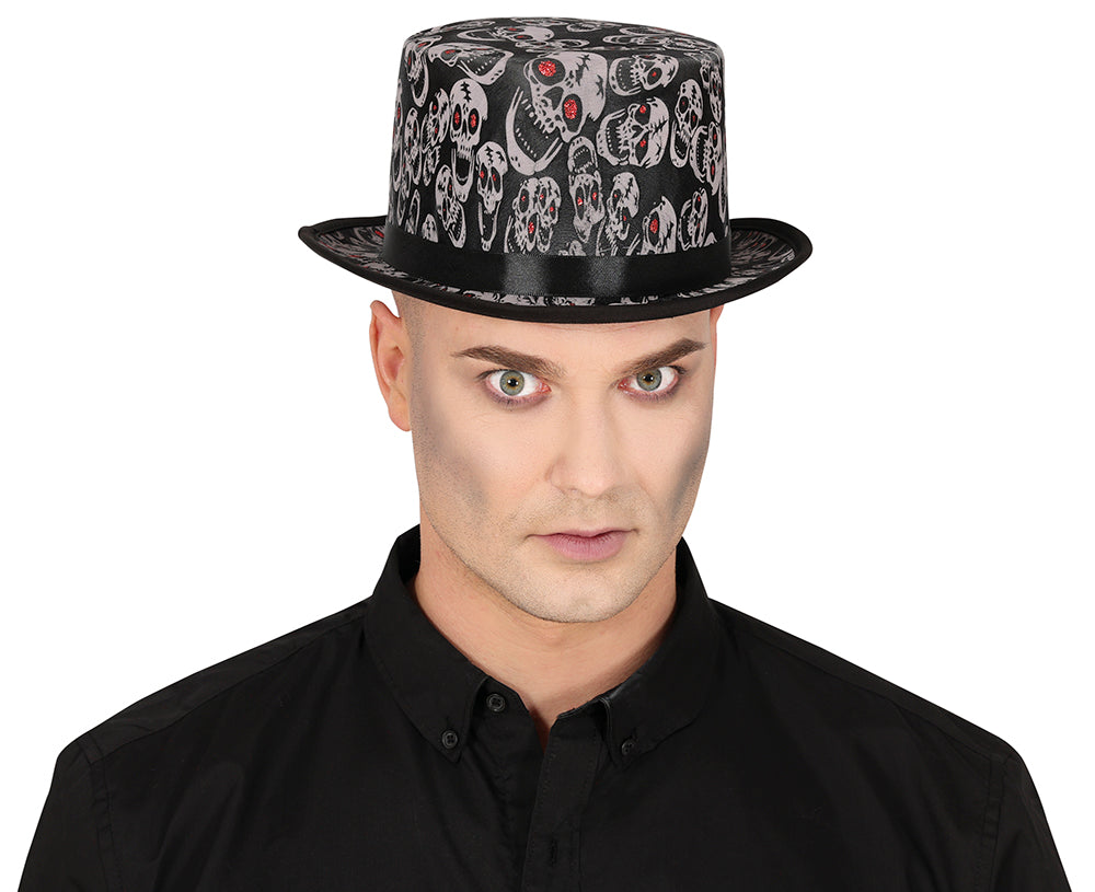 GP13480 – Halloween Schädelhut Eleganter Hut – Farbe: Schwarz