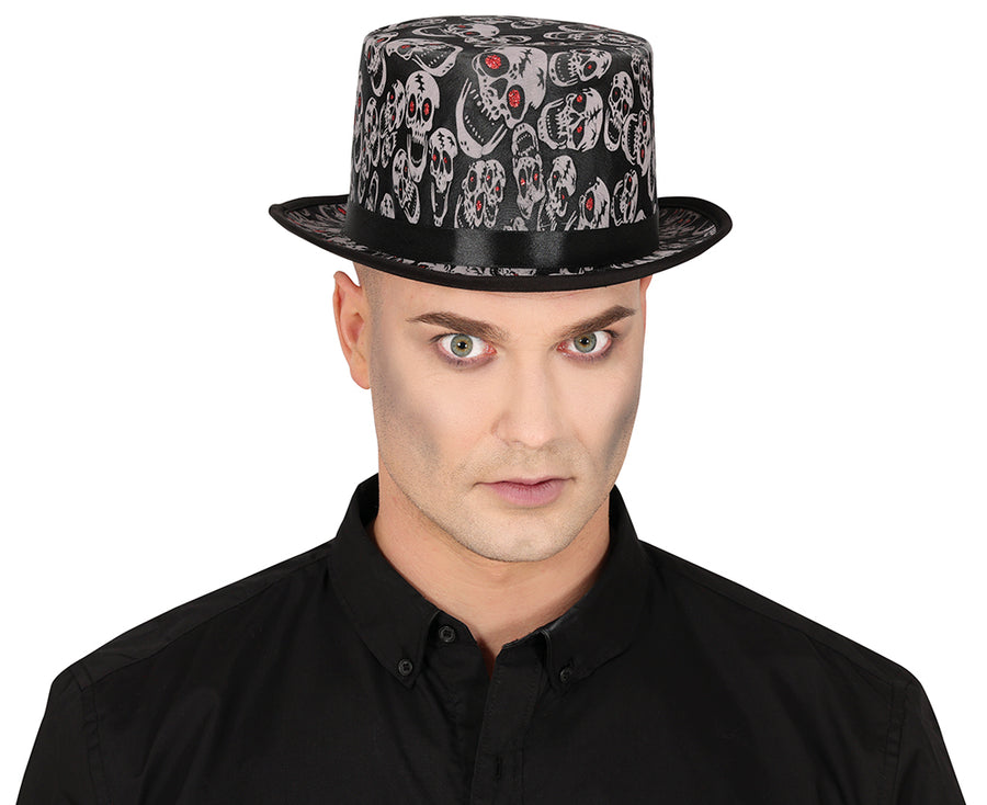 GP13480 – Halloween Schädelhut Eleganter Hut – Farbe: Schwarz, Ansicht 2