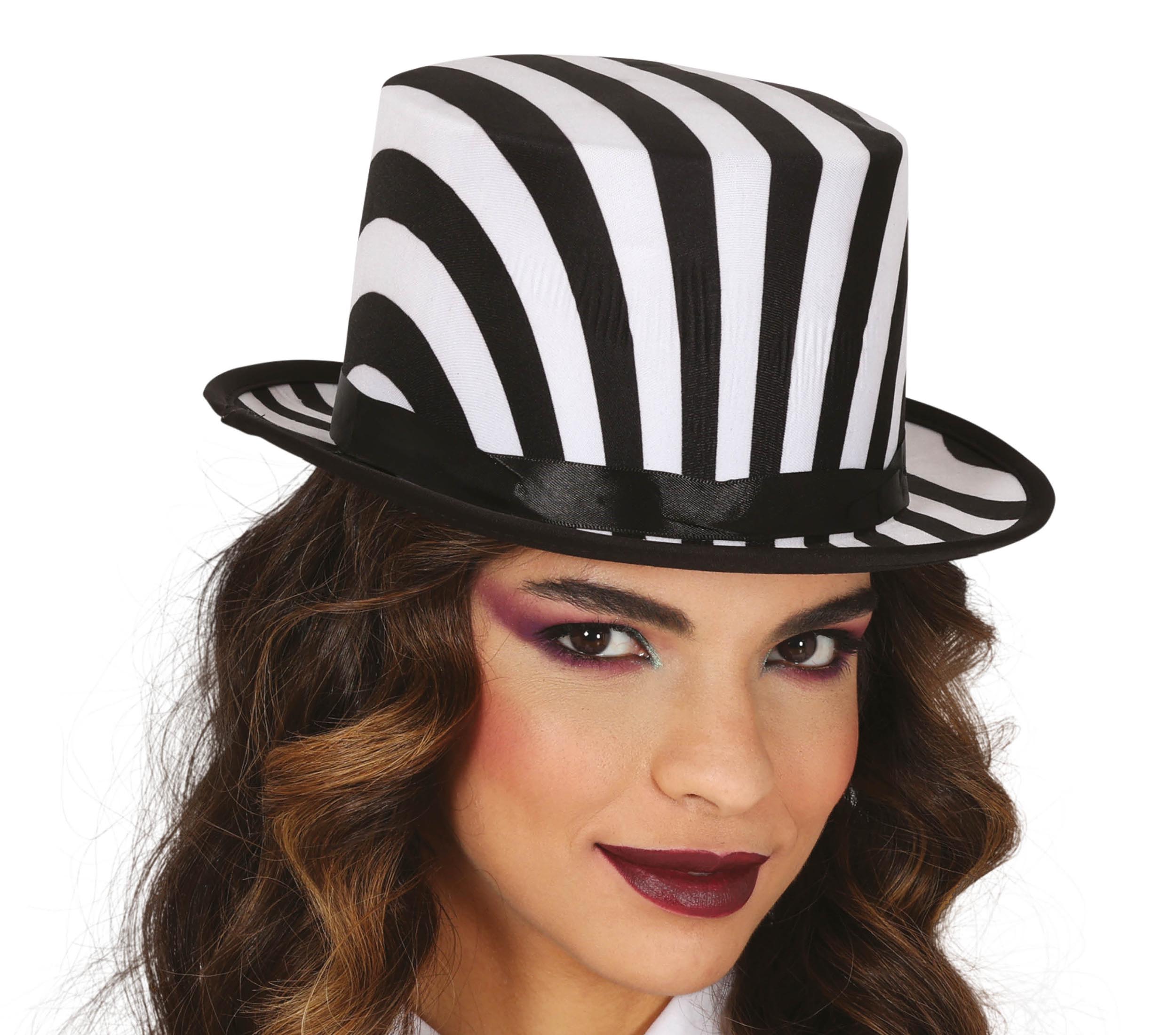 GP13481 – Halloween Zylinderhut Gestreift 19 – Farbe: Weiß