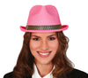 GP13368 – 20S Gangster Retro Hut Schwarz Fedora Kostüm – Farbe: Pink
